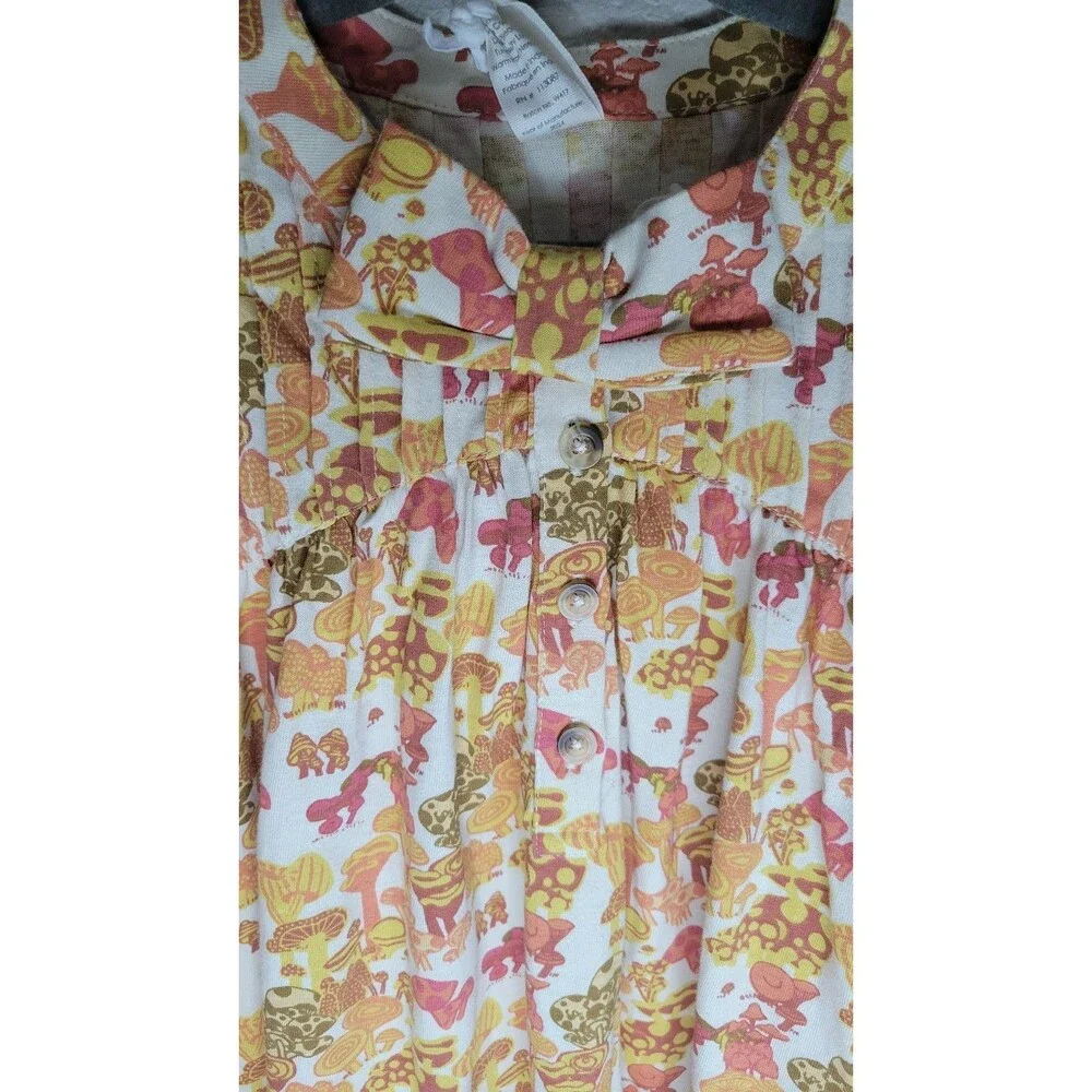 Kate Quinn 7Y Neutral Multi Mushroom Long Sleeve Library Dress NWT Organic Cotto
